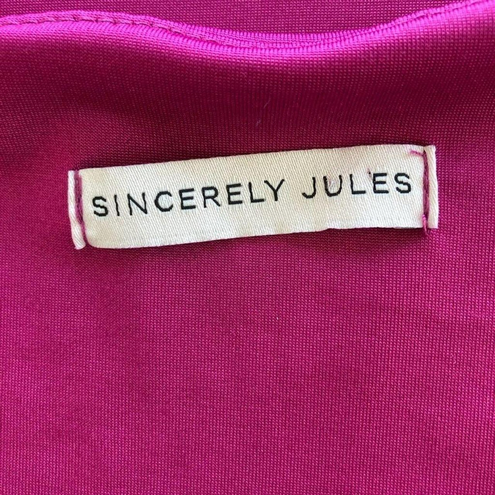 Sincerely Jules Hot Fuchsia M Slinky Sleeveless Square Neck Bodycon Midi Dress - Picture 5 of 6